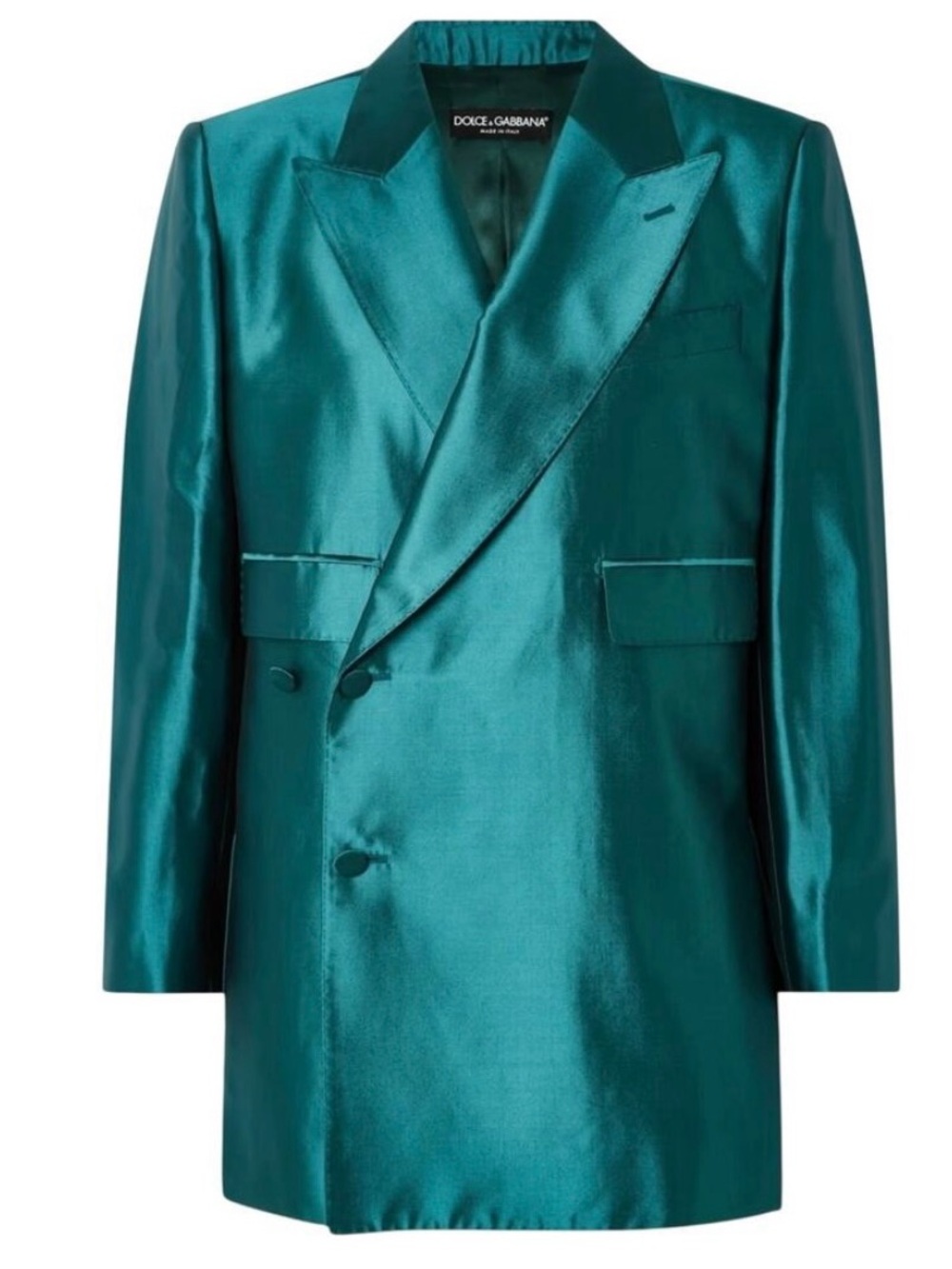 Dolce & Gabbana Emerald Green Double-Breasted Silk Blazer size IT 38